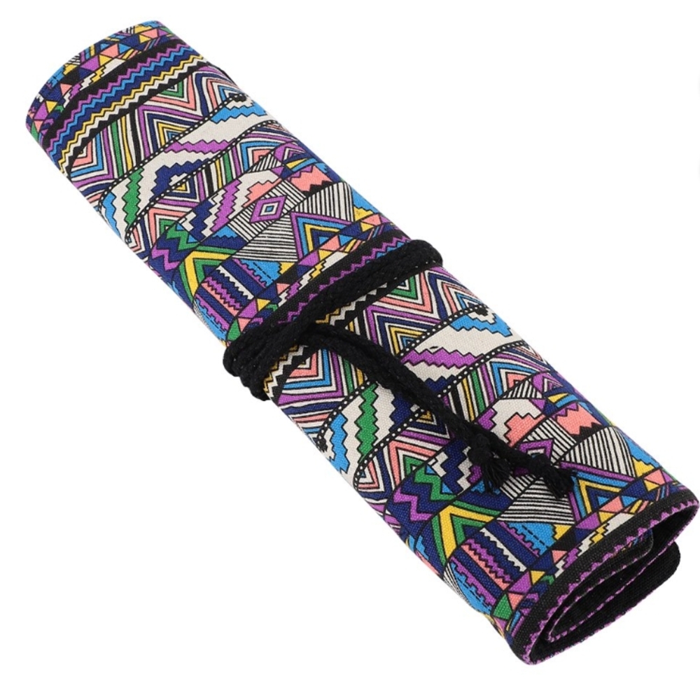 💜 3/$30 - Colorful Geometric Patterned Roll-Up Organizer